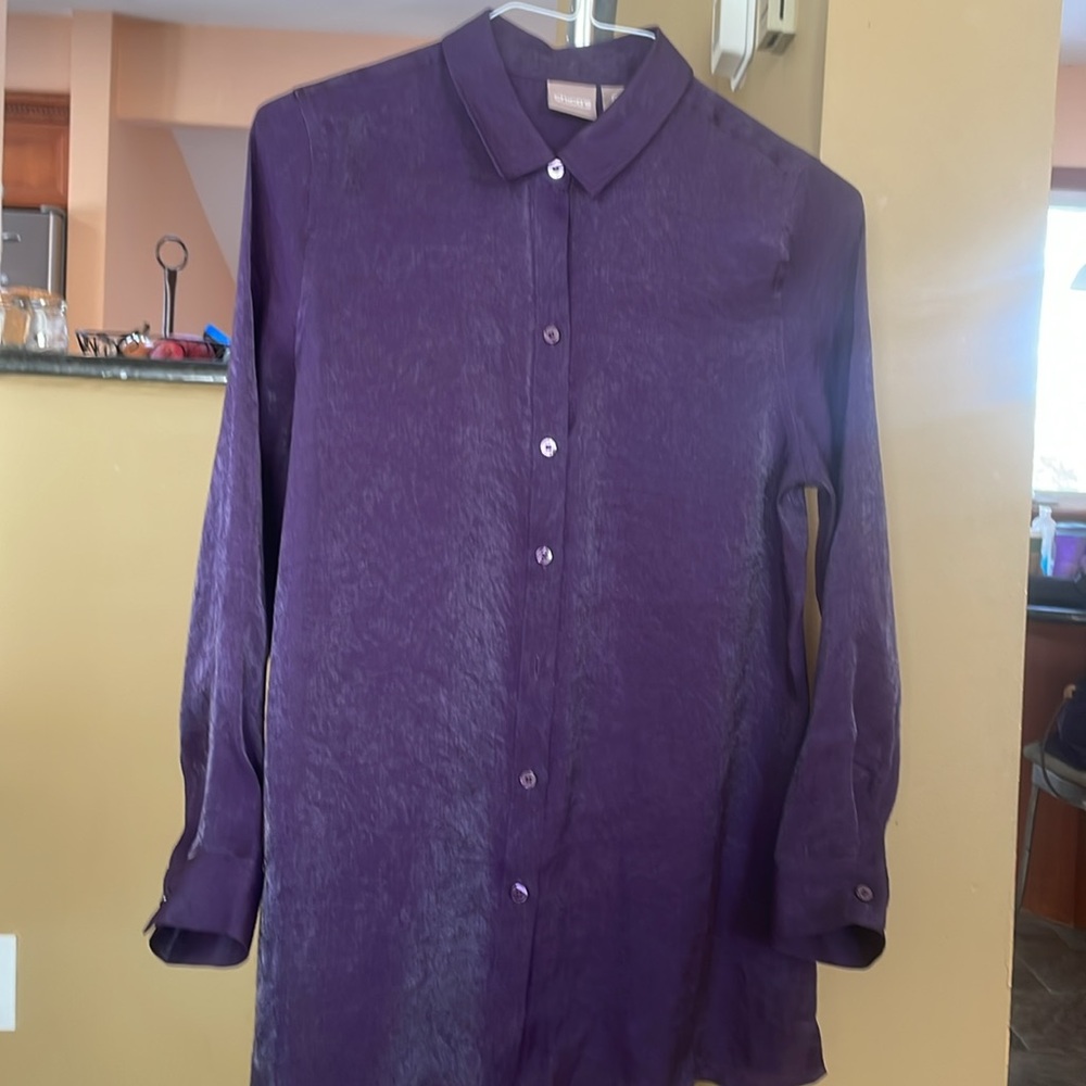 Women’s Chico’s Purple Button-Up Shirt, Size 0